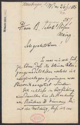 Brief an B. Schott's Söhne : 26.01.1886