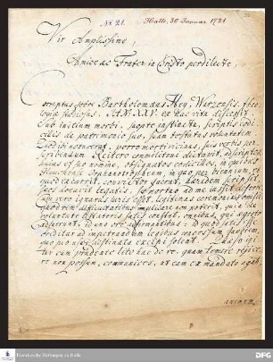 Brief von August Hermann Francke an Gottfried Vockerodt.