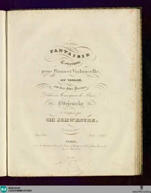 Troisième Fantaisie concertante pour piano et violoncelle ou violon : sur des airs russes; op. 35