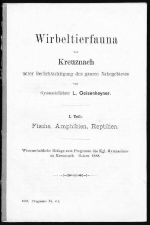 1: Fische, Amphibien, Reptilien