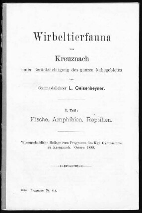 1: Fische, Amphibien, Reptilien