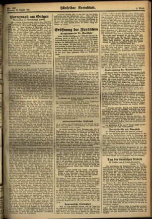 Zweite Ausgabe vom Dienstag, den 22. August 1933.