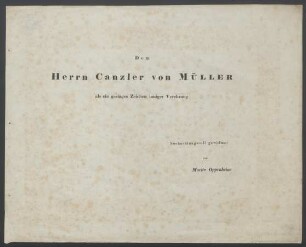 Dem Canzler von Müller