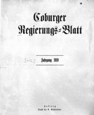 Coburger Regierungs-Blatt. 1919