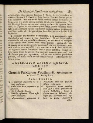 167-176, Übersicht; Sectio I. Hac Dissertatione ...