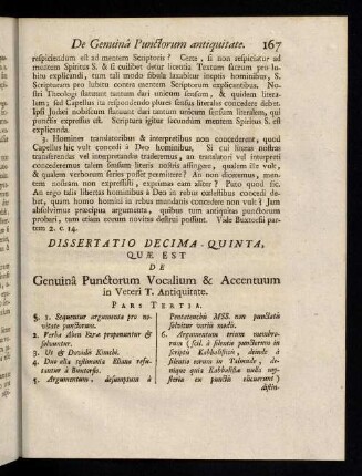 167-176, Übersicht; Sectio I. Hac Dissertatione ...