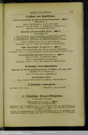 IV. Behördenverzeichnis : Sächsische Staats-Behörden