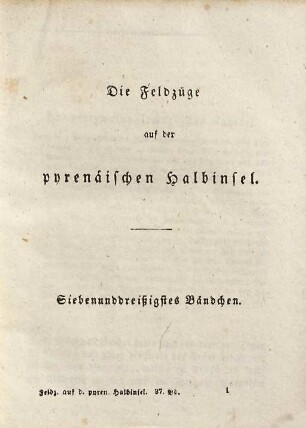 Geschichte des Krieges auf der pyrenäischen Halbinsel unter Kaiser Napoleon : begleitet von Schilderungen der politisch oder militairisch wichtigsten Personen, von Landschaften, Städten, von Sitten, Gebräuchen und Charakteren der Bewohner des Kriegsschauplatzes ..., 37