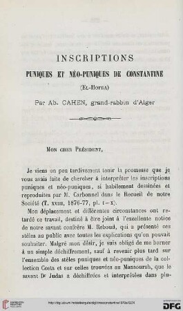 Sér. 2: Inscriptions puniques et néo-puniques de Constantine (El-Hofra)