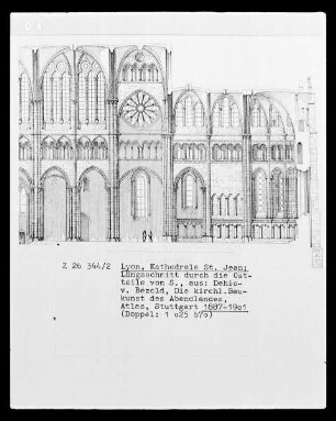 Lyon: Cathédrale Saint-Jean, Längsschnitt durch die Ostteile