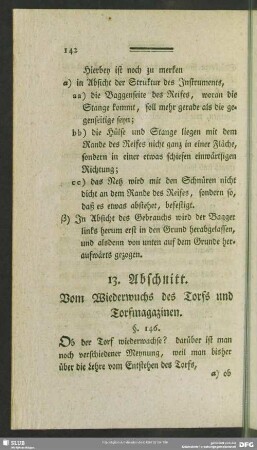 13. Abschnitt. Vom Wiederwuchs des Torfs und Torfmagazinen