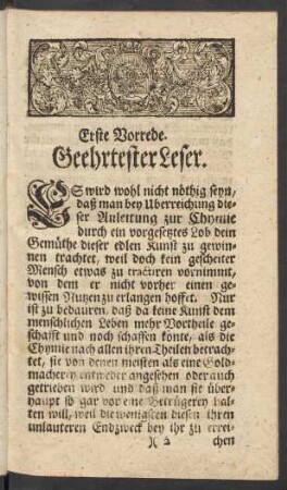 Erste Vorrede. Geehrtester Leser