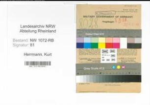 Entnazifizierung Kurt Herrmann , geb. 17.06.1908 (Angestellter)