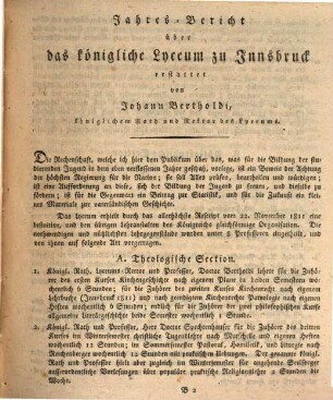 Jahresbericht von der königlichen Studienanstalt zu Innsbruck. 1812