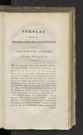 Verslag wegens de Nederlandsche Bezittingen op de Noord-West Kust van Borneo. (vervolg en Slot van No. 8.)