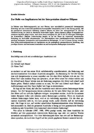 Zur Rolle von Implikaturen bei der Interpretation situativer Ellipsen