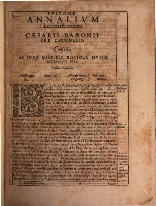 Epitome Annalivm Ecclesiasticorum Caesaris Baronii S.R.E. Card. Biblioth. Apost.. T. 2