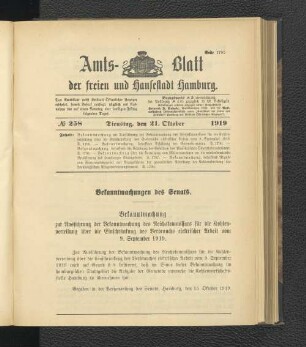 No.258, Dienstag, den 21. Oktober 1919
