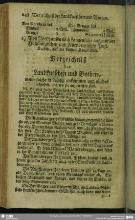 Verzeichniß der Landkutscher und Bothen