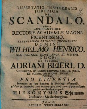 De clientela debitorum, programma inaugurale
