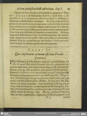 Caput II. Quo explicatur primus effectus Praedestinationis