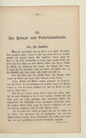 III. Zur Heimat- und Vaterlandskunde