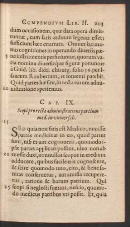 Cap. IX. Scopi pro recta administratione partium med. in universali.