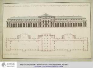 Elevation und Grundris des Orangerie-Hausses im Herrn-Garten zu Bessungen , wie selbe im Jahr 1719 erbauet werden sollte.