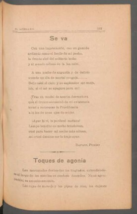 Toques de agonía