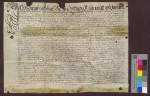 Kaufbrief des Hans Gilman zu Opfingen für den tennenbachischen Pfleger zu Freiburg über eine jährliche Gült von 1 1/2 Gulden ab Gütern zu Opfingen.