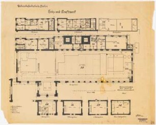 Technische Hochschule Berlin Heiz- und Kraftwerk: Grundrisse EG, 1.OG, 2.OG, Dachgeschoss, 1.-3. Turmgeschoss 1:100