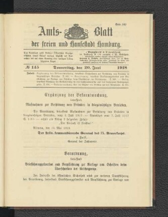 No. 145, 20. Juni 1918