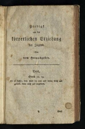 Predigt von der koerperlichen Erziehung der Jugend