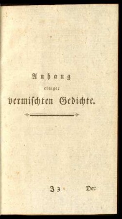Anhang einiger vermischten Gedichte