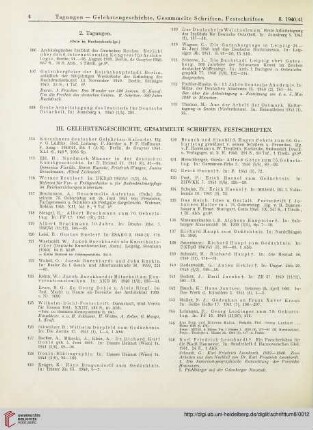 III. Gelehrtengeschichte, Gesammelte Schriften, Festschriften