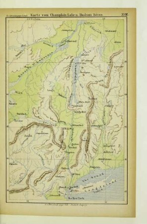 Karte vom Champlain Lake u. Hudson River