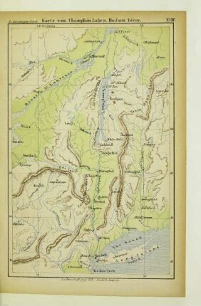 Karte vom Champlain Lake u. Hudson River
