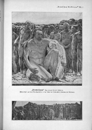 "Deutsches Volkstum" XX, I "Prometheus" von Hans Adolf Bühler Mittelstück aus dem Wandgemälde in der Aula der Universität Freiburg im Breisgau