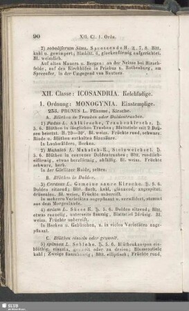 XII. Classe : Icosandria. Kelchfadige