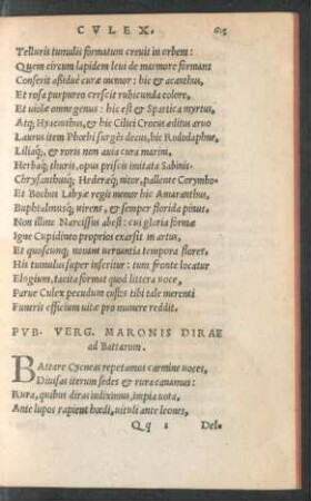 Pub. Verg. Maronis Dirae ad Battarum.