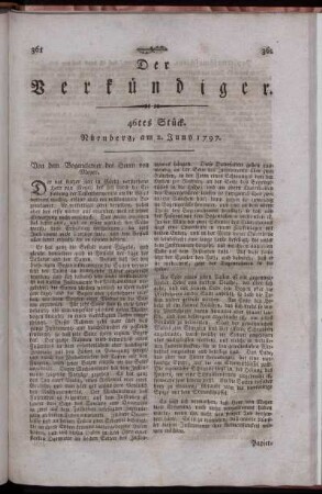 46tes Stück. Nürnberg, am 2. Juny 1797
