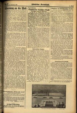 Zweite Ausgabe vom Mittwoch, den 14. September 1938.