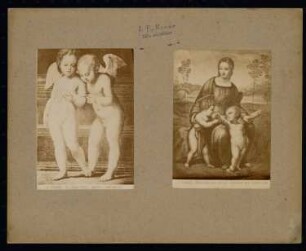 Uffizien, Florenz / Palazzo Pitti, Florenz: Galleria Palatina: Baldachin Madonna, Ausschnitt zwei Engel (Raffael), Uffizien: Madonna mit dem Stieglitz (Raffael)