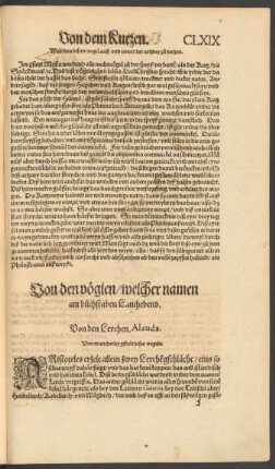 Von den vöglen/ welcher namen am buchstaben L. anhebend.