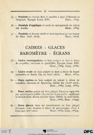 Cadres - Glaces Baromètre - Ècrans (Nr. 78-92)