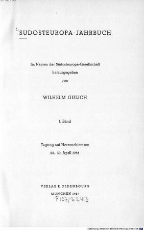 Südosteuropa-Jahrbuch. 1