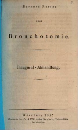 Über Bronchotomie