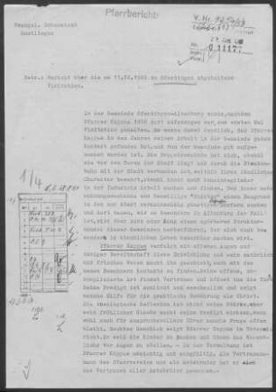 Oferdingen-Altenburg: Visitationsbericht mit Pfarrbericht 1960