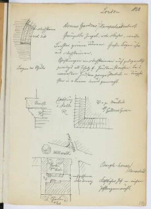 Burgh House, London-Hampstead: Lageplan, Details (aus: Skizzen- und Fotoalbum 26)