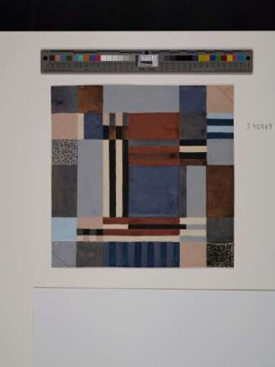 o. T. (Teppichentwurf, blau-grau-braun-beige-schwarz-weiß)